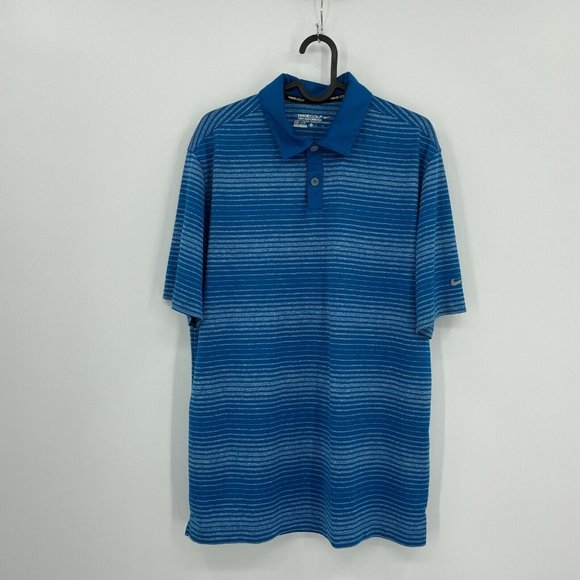 Nike Golf Tour Performance Short Sleeve Striped Polo Shirt Mens Medium Blue - Picture 9 of 10